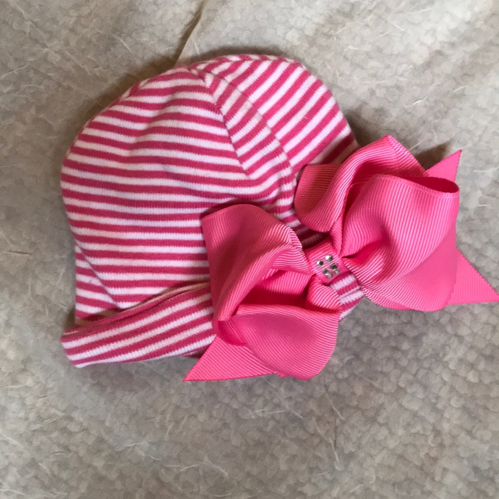 Newborn pink baby girl hat
